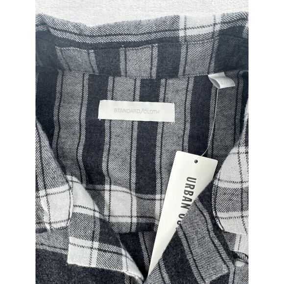 Standard Cloth Mens Black White Flannel Shirt Button Down Large NWT - Picture 3 of 6